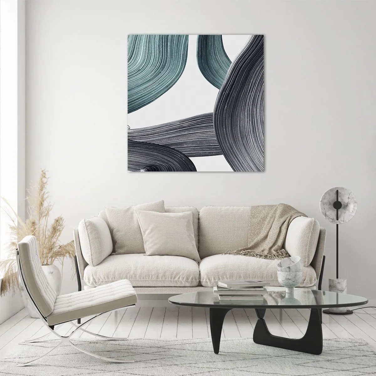 Cuadro sobre vidrio - Impresiones sobre Vidrio - Senderos esmeralda y negro - 70x70 cm