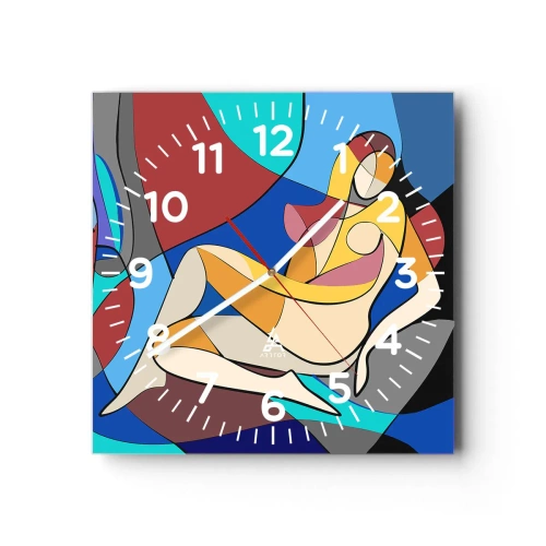 Reloj de pared - Reloj de vidrio - Desnudo cubista - 40x40 cm