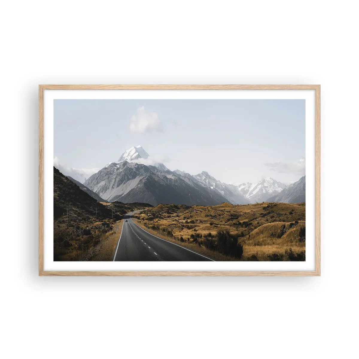 Póster en marco roble claro - El camino al corazón de las montañas - 91x61 cm
