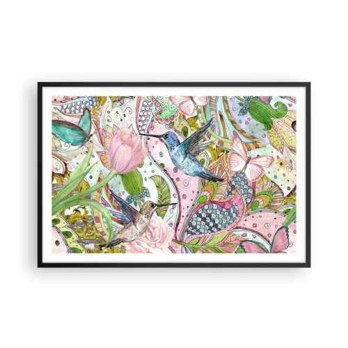 Póster en marco negro - Enredado en las vides - 91x61 cm