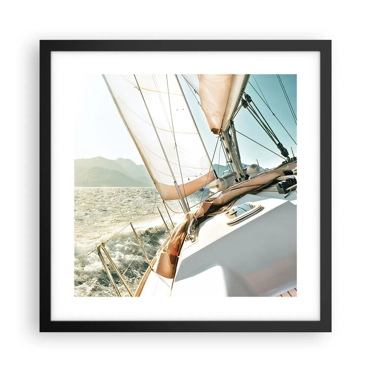 Póster en marco negro - A toda vela - 40x40 cm