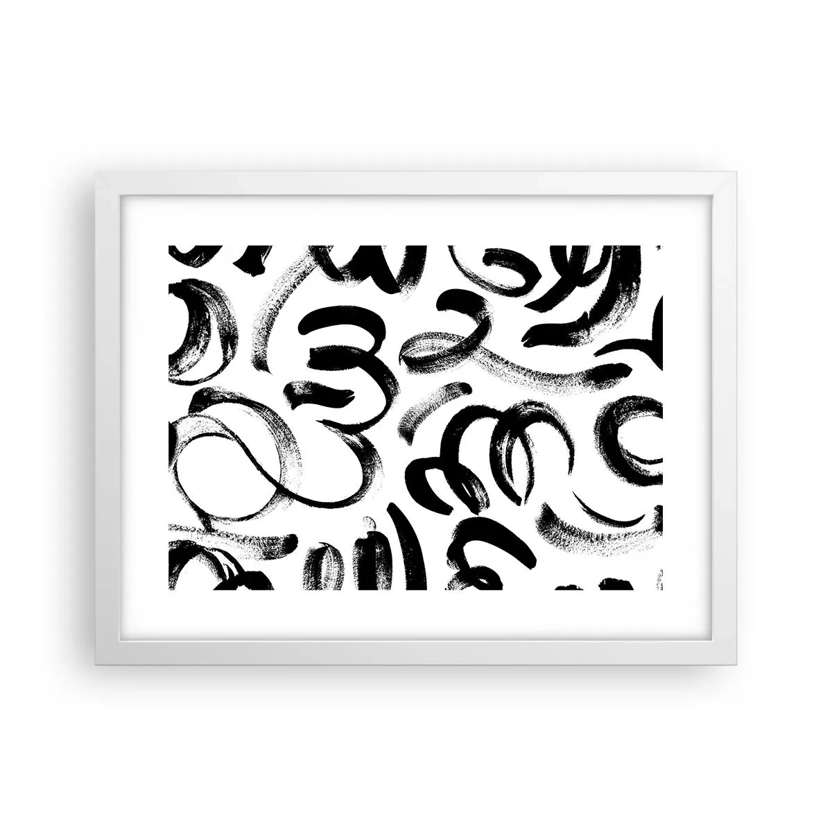 Póster en marco blanco - Negro sobre blanco - 40x30 cm