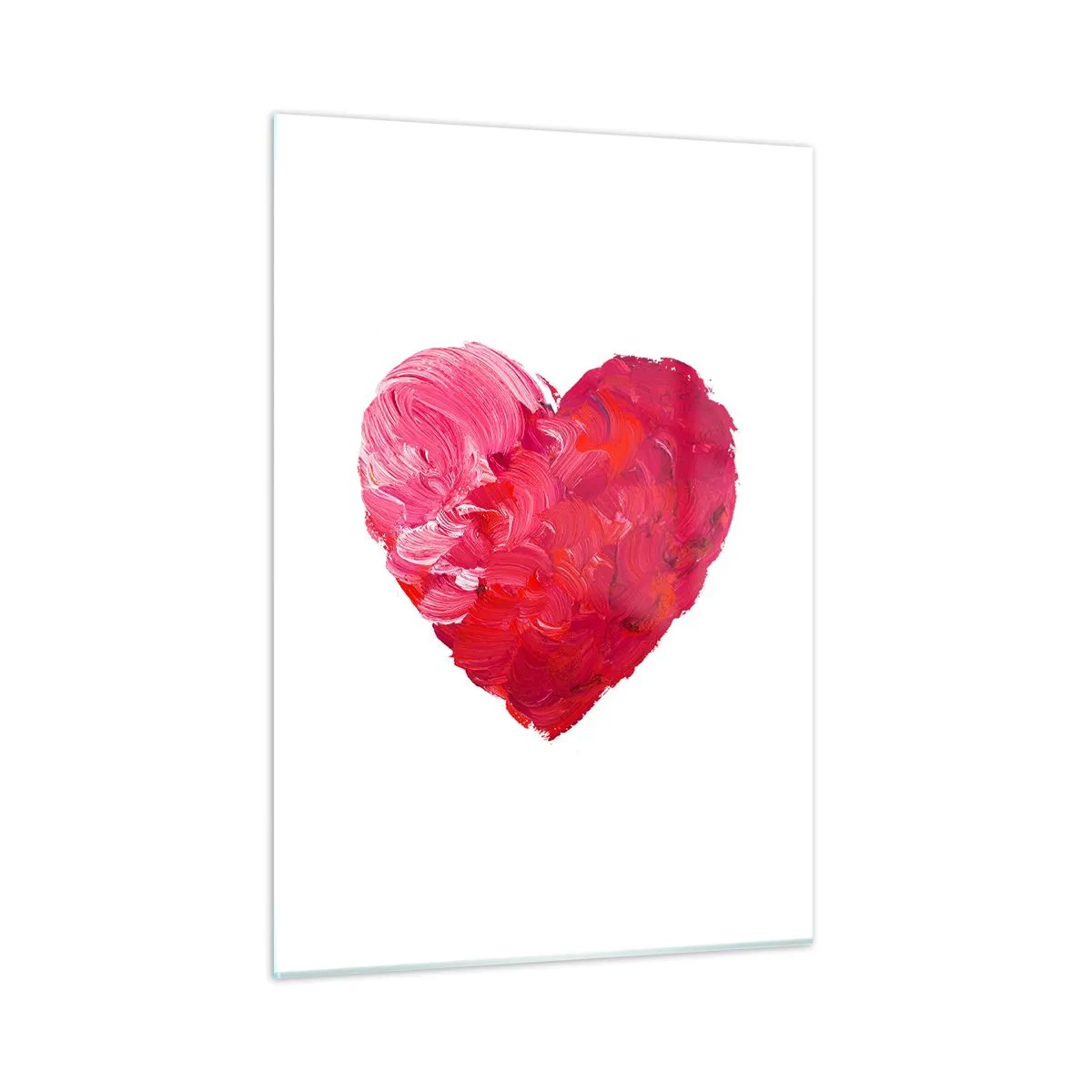 Cuadro sobre vidrio - Impresiones sobre Vidrio - Corazón abstracto pintado con trazos rojos - 50x70cm - All you need is love - Decoración de pared moderna para salón y dormitorio ARTTOR