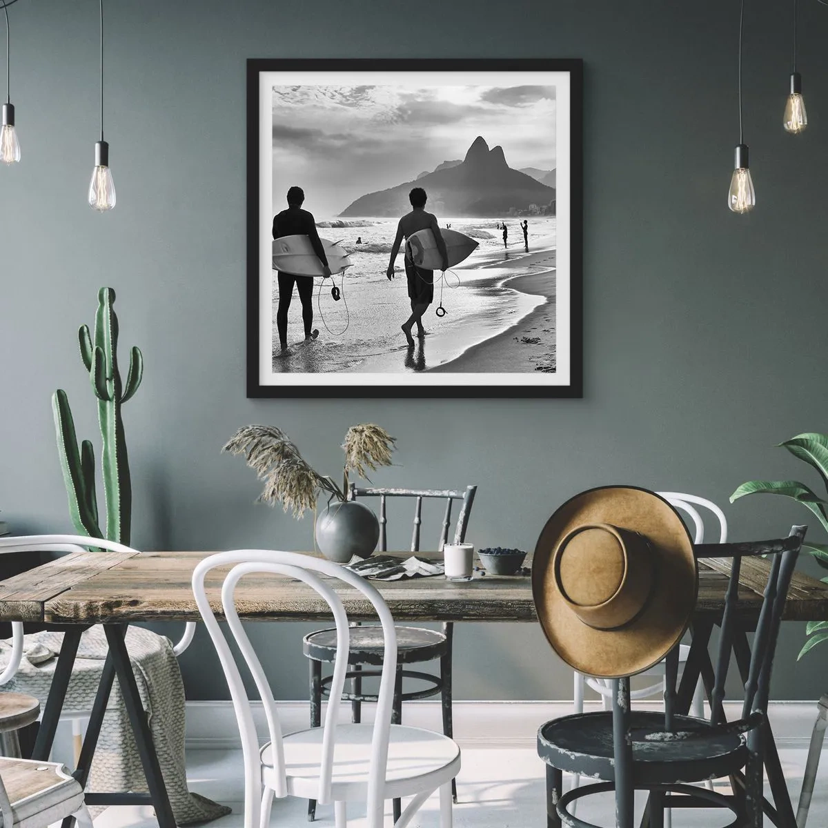 Póster en marco negro - Samba para una ola - 40x40 cm