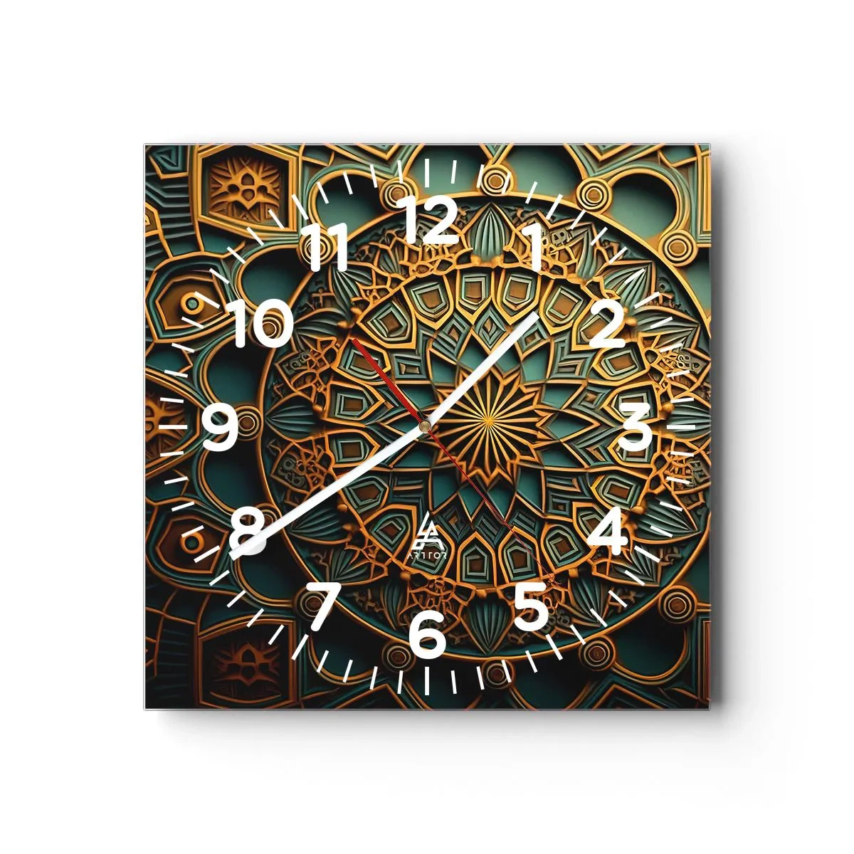 Reloj de pared - Reloj de vidrio - En un clima árabe - 40x40 cm