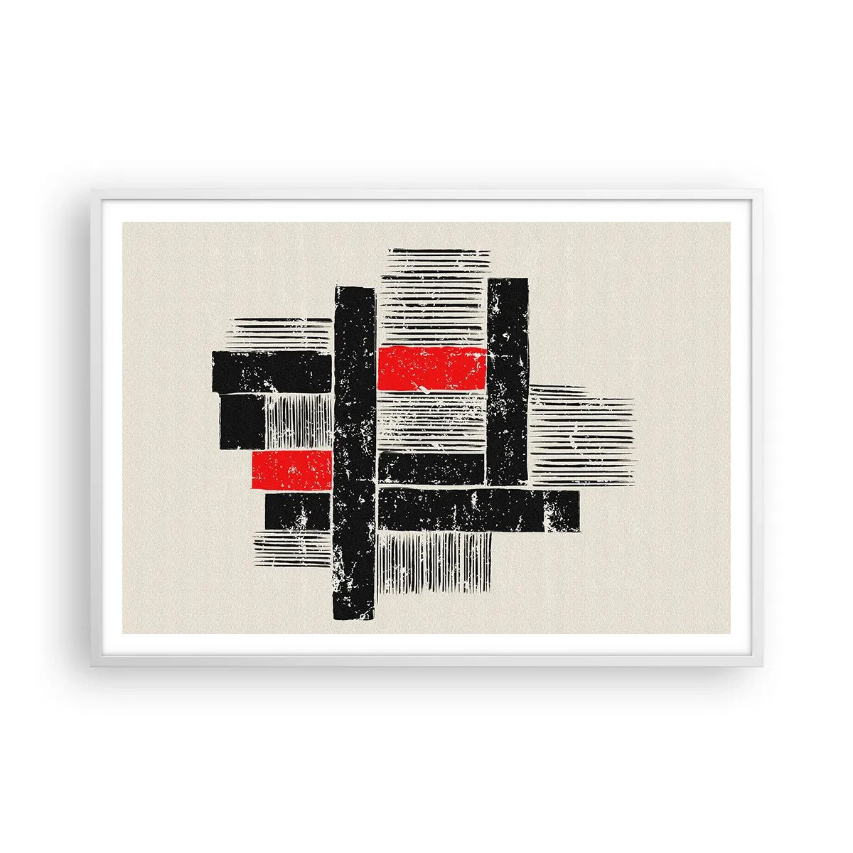 Póster en marco blanco - Rojo y negro - 100x70 cm