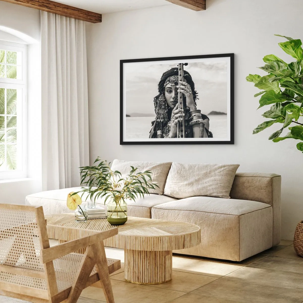 Póster en marco negro - La música propia de Oriente - 50x40 cm