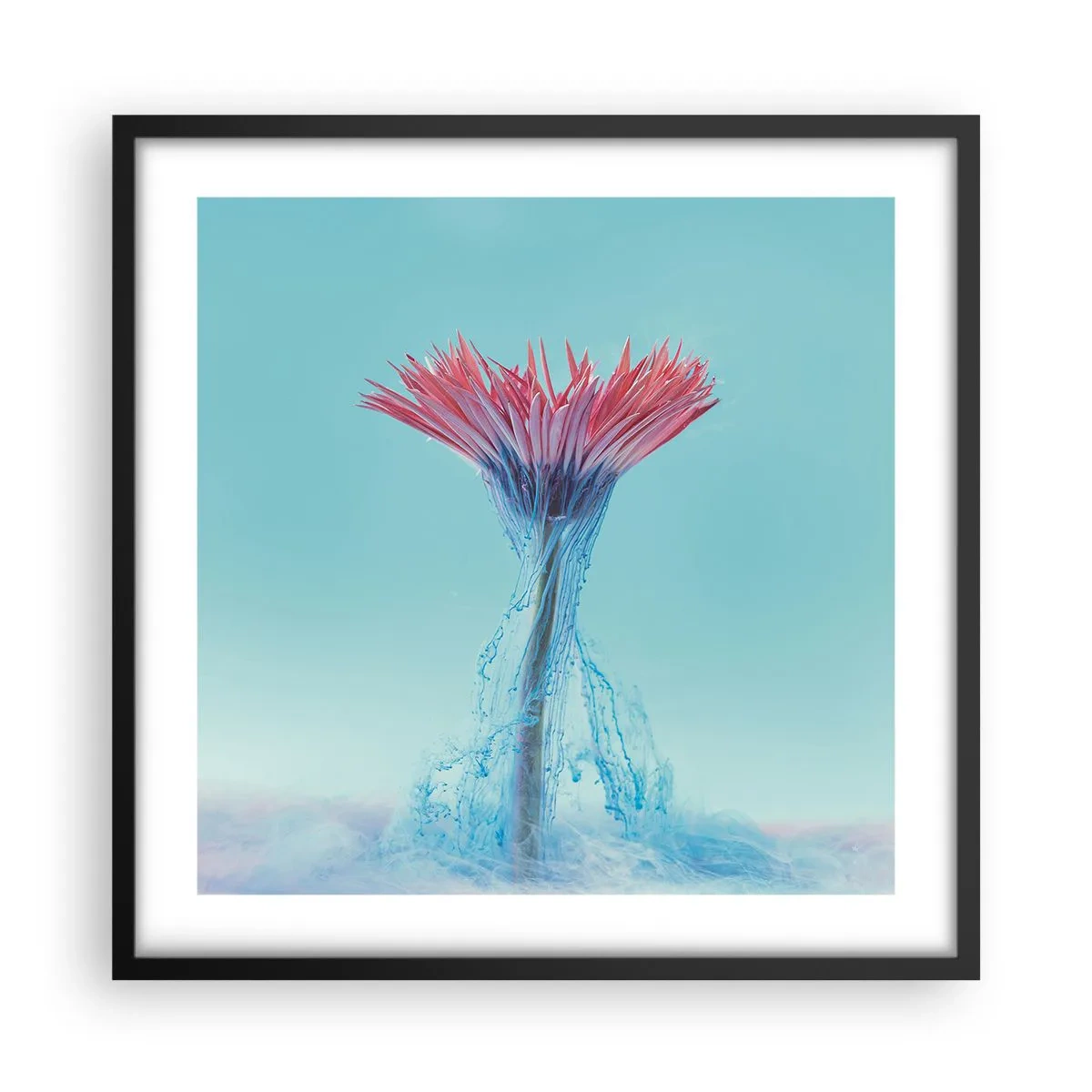 Póster en marco negro - En un abrazo vigorizante - 50x50 cm