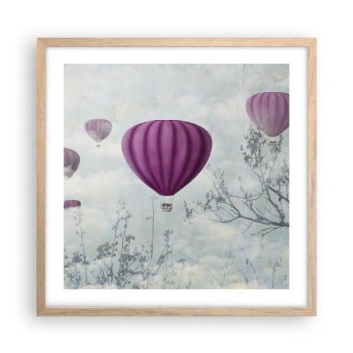 Póster en marco roble claro - Surcando los cielos - 50x50 cm