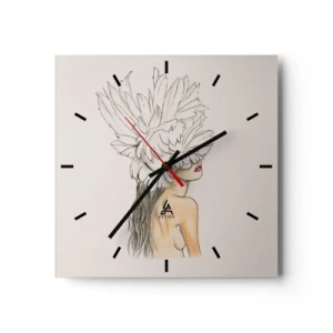 Reloj de pared - Reloj de vidrio - Belleza coronada - 40x40 cm