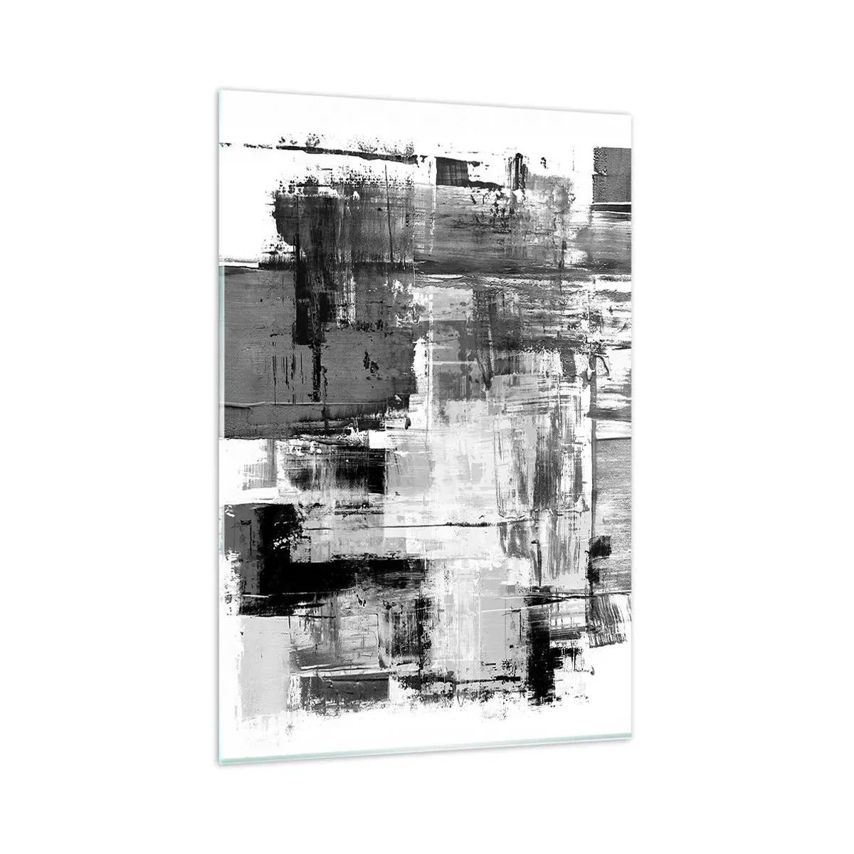 Cuadro sobre vidrio - Impresiones sobre Vidrio - Composición abstracta en blanco, negro y gris. - 80x120cm - El gris es hermoso - Decoración de pared moderna para salón y dormitorio ARTTOR