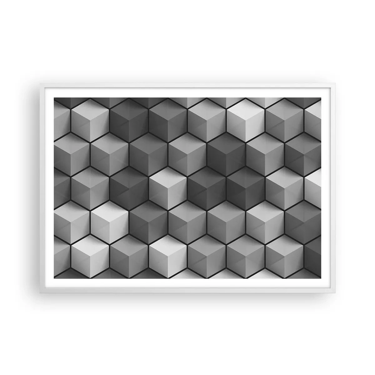 Póster en marco blanco - Rompecabezas cubista - 100x70 cm
