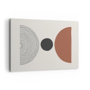 Cuadro sobre lienzo - Impresión de Imagen - Figuras geométricas abstractas en colores cálidos. - 100x70cm - En el centro de la atención - Decoración de pared moderna para salón y dormitorio ARTTOR