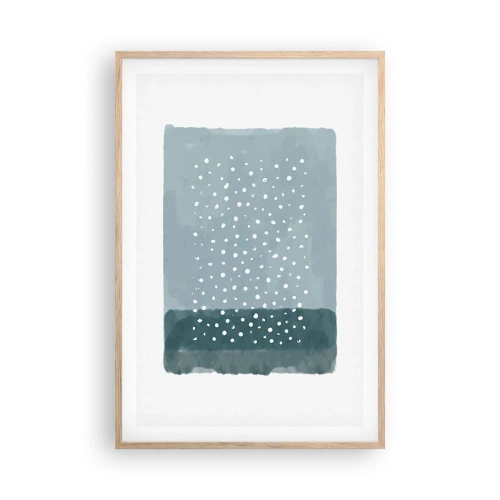 Póster en marco roble claro - Creación sobre azul - 61x91 cm