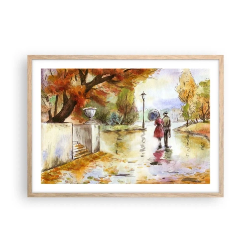 Póster en marco roble claro - Un otoño romántico en el parque - 70x50 cm