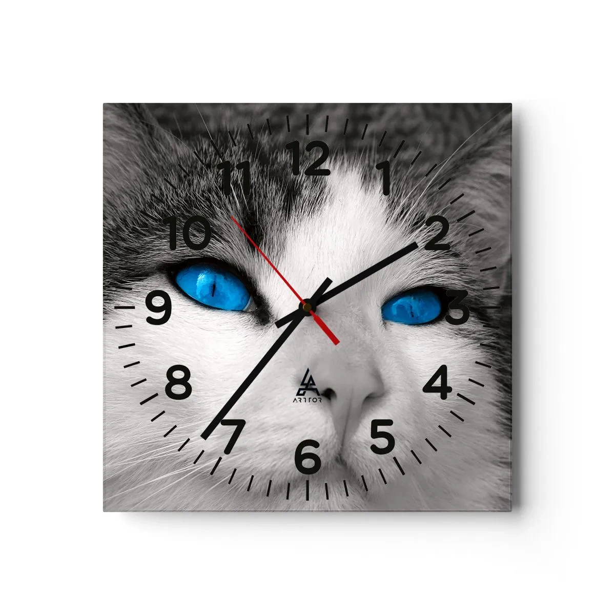 Reloj de pared - Reloj de vidrio - Inusual de ojos azules - 30x30 cm
