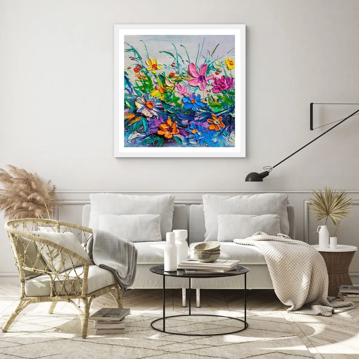 Póster en marco blanco - La energía de las flores - 50x50 cm