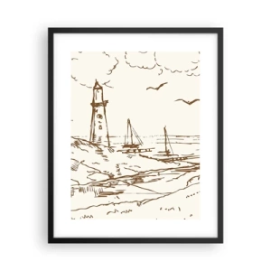 Póster en marco negro - Un esbozo de un recuerdo de verano - 40x50 cm