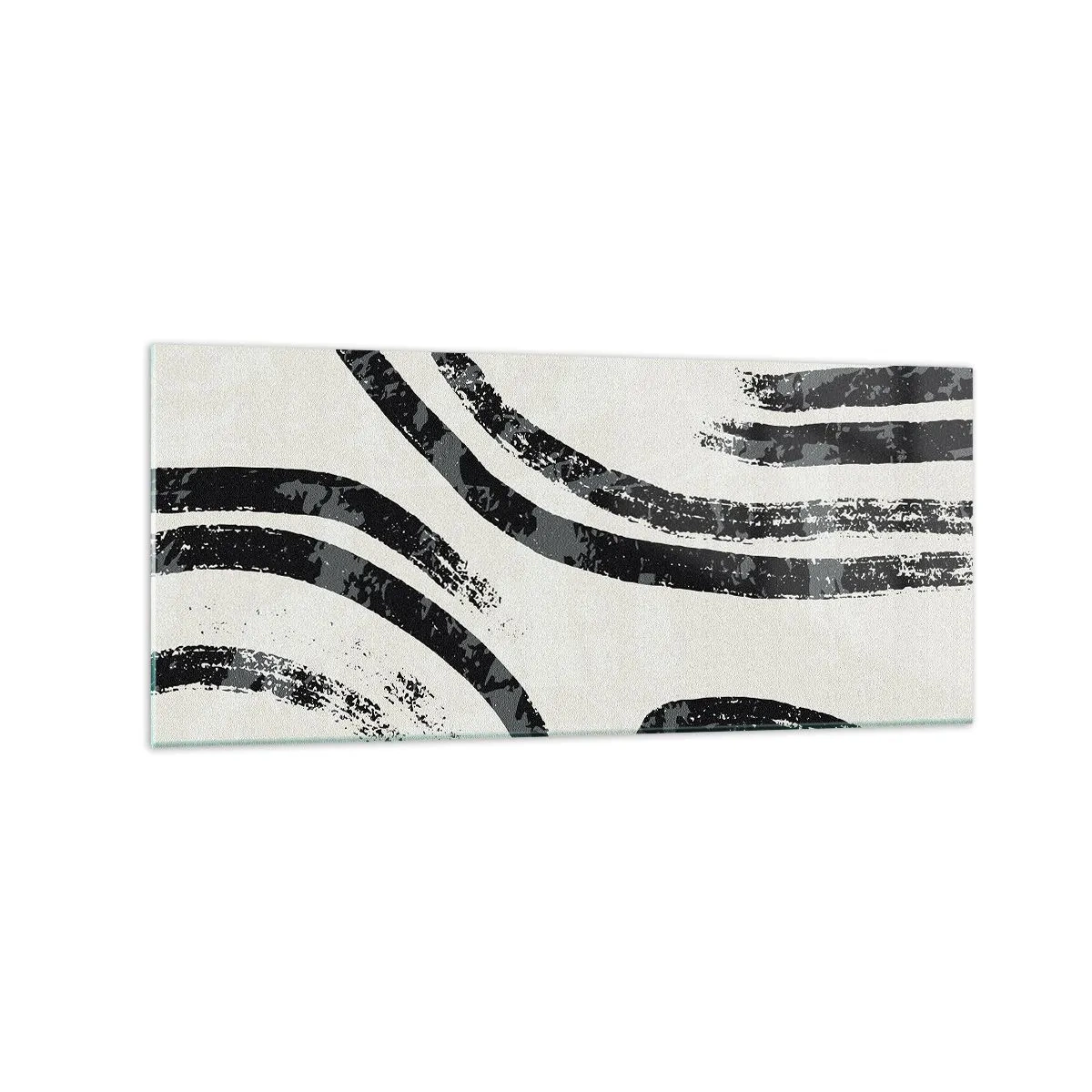 Cuadro sobre vidrio - Impresiones sobre Vidrio - Líneas abstractas en blanco y negro sobre un fondo claro - 120x50cm - A medias - Decoración de pared moderna para salón y dormitorio ARTTOR