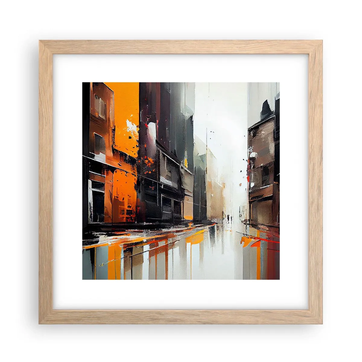 Póster en marco roble claro - Día lluvioso - 30x30 cm