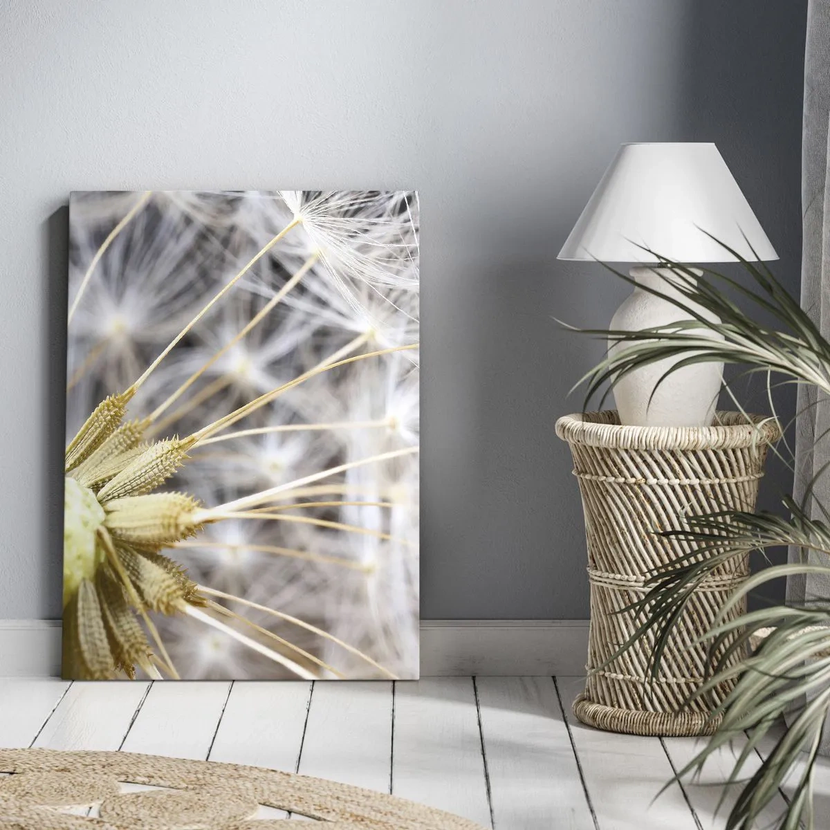 Cuadro sobre lienzo - Impresión de Imagen - Fotografía macro de un diente de león con semillas delicadas. - 50x70cm - Justo antes de volar - Decoración de pared moderna para salón y dormitorio ARTTOR
