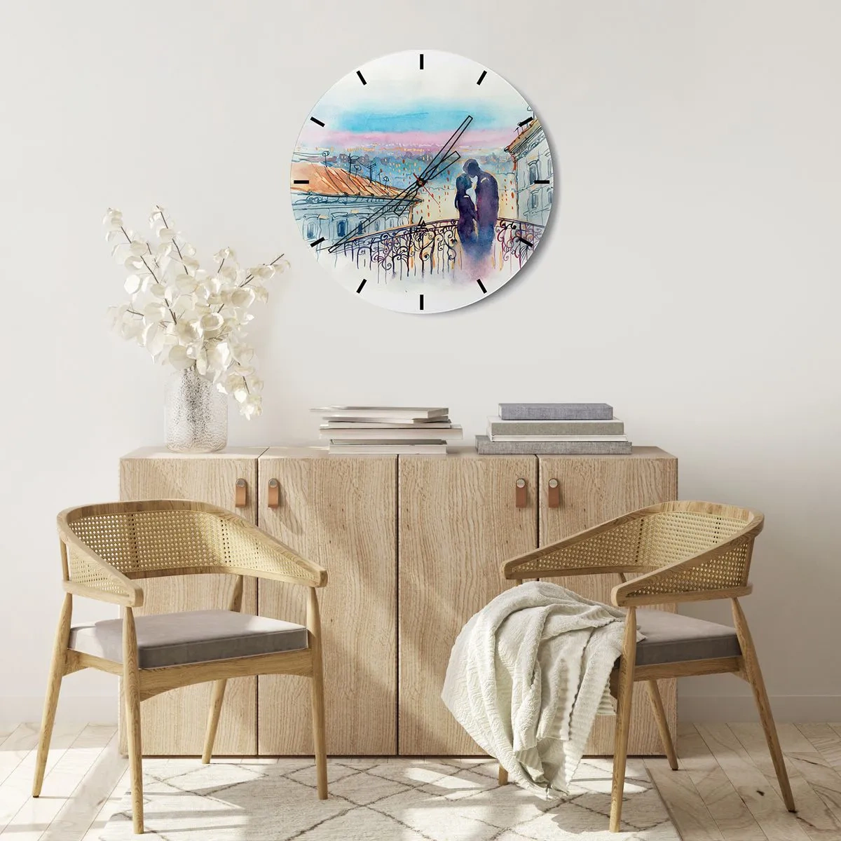 Reloj de pared - Reloj de vidrio - Los amantes de París - 40x40 cm