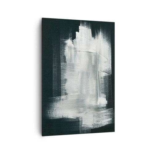 Cuadro sobre lienzo - Impresión de Imagen - Trazos abstractos blancos sobre un fondo oscuro - 70x100cm - Tejido vertical y horizontal - Decoración de pared moderna para salón y dormitorio ARTTOR