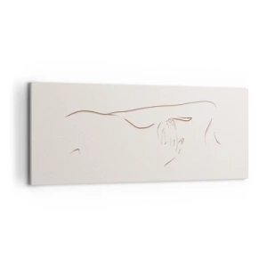 Cuadro sobre lienzo - Impresión de Imagen - Un dibujo lineal sutil de una silueta sobre un fondo claro. - 120x50cm - La forma del deseo - Decoración de pared moderna para salón y dormitorio ARTTOR