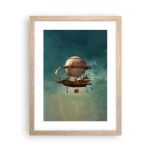 Póster en marco roble claro - Julio Verne saluda - 30x40 cm