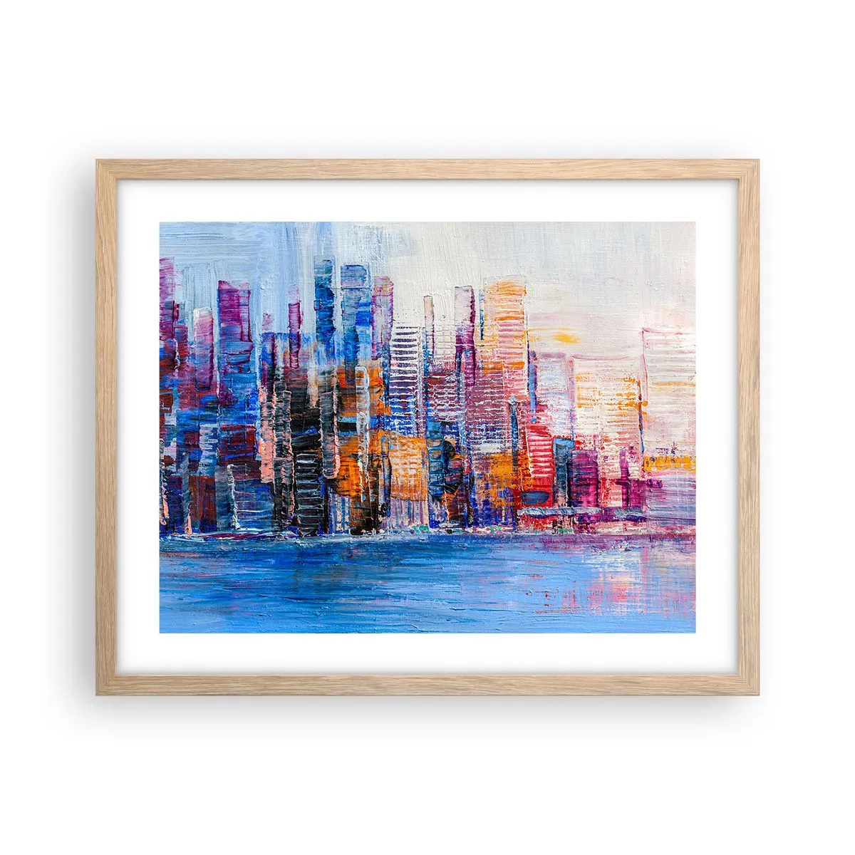 Póster en marco roble claro - Una metrópoli alegre - 50x40 cm