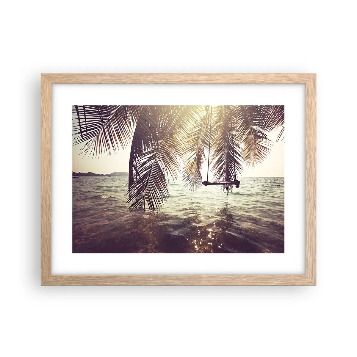 Póster en marco roble claro - Columpiar la imaginación - 40x30 cm