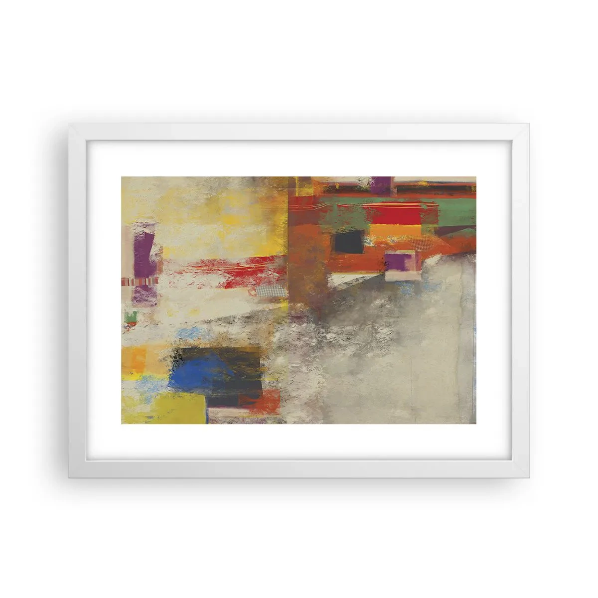 Póster en marco blanco - Geometría de color - 40x30 cm