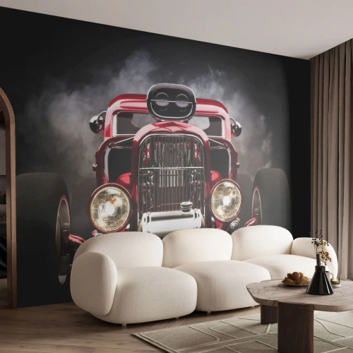 Fotomural Standard Eco - Un clásico hot rod en un fondo oscuro con una iluminación impactante. - 100x70cm - Rápida y furiosamente bella - Decoración de pared moderna para salón y dormitorio ARTTOR