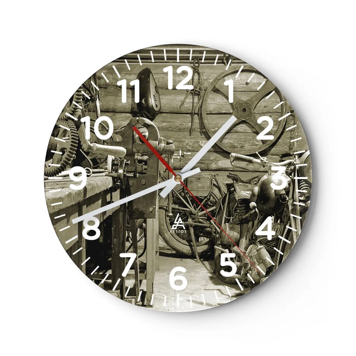 Reloj de pared - Reloj de vidrio - En el trastero del abuelo - 30x30 cm