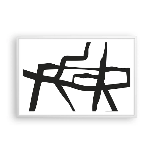 Póster en marco blanco - Construcción en blanco y negro - 91x61 cm