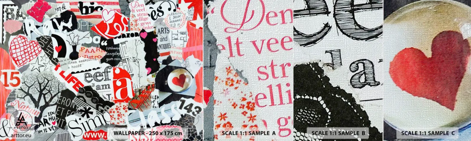 Muestra de fotomural Premium Canvas - Collage hipster - Pintada, Mural, Vintage - 100x30 cm