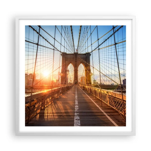 Póster en marco blanco - En el puente dorado - 60x60 cm