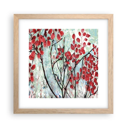 Póster en marco roble claro - Un árbol en escarlata - 30x30 cm