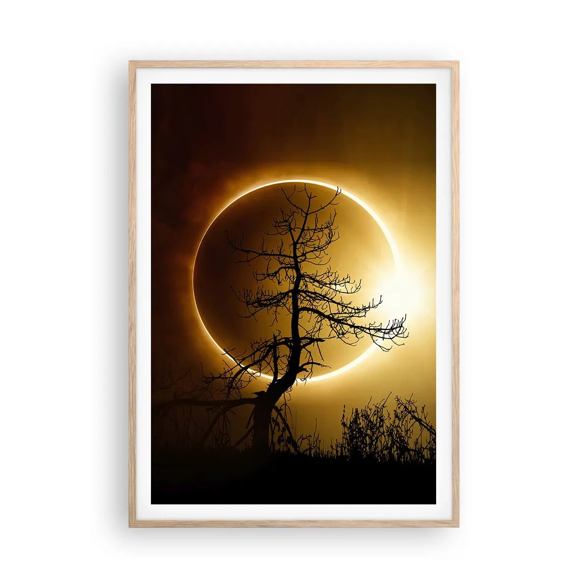 Póster en marco roble claro - Eclipse total - 70x100 cm