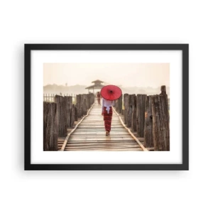 Póster en marco negro - En un viejo puente - 40x30 cm