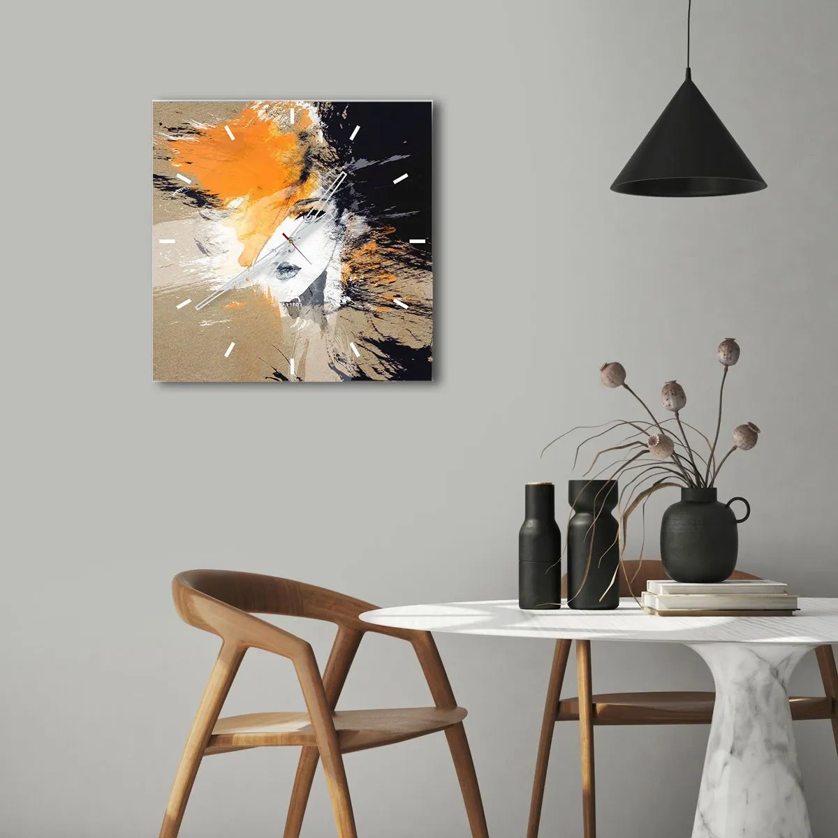 Reloj de pared - Reloj de vidrio - Y se convierte en luz - 30x30 cm