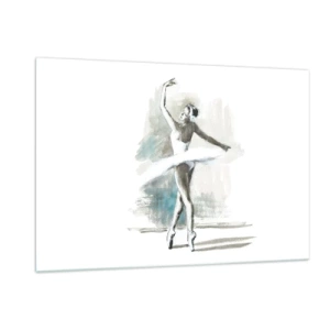 Cuadro sobre vidrio - Impresiones sobre Vidrio - Una bailarina en una pose de danza clásica. - 120x80cm - Encantada por un cisne - Decoración de pared moderna para salón y dormitorio ARTTOR