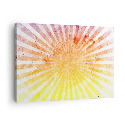 Cuadro sobre lienzo - Impresión de Imagen - Rayos de sol en tonos naranja y amarillo. - 70x50cm - Renacer del sol - Decoración de pared moderna para salón y dormitorio ARTTOR