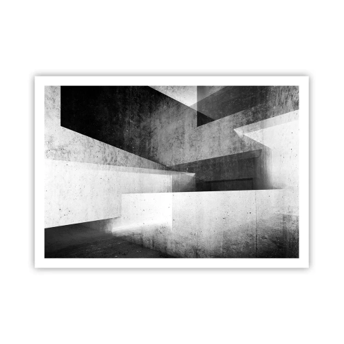 Póster - Formas geométricas en una composición monocromática - 100x70cm - La estructura del espacio - Decoración de pared moderna para salón y dormitorio ARTTOR