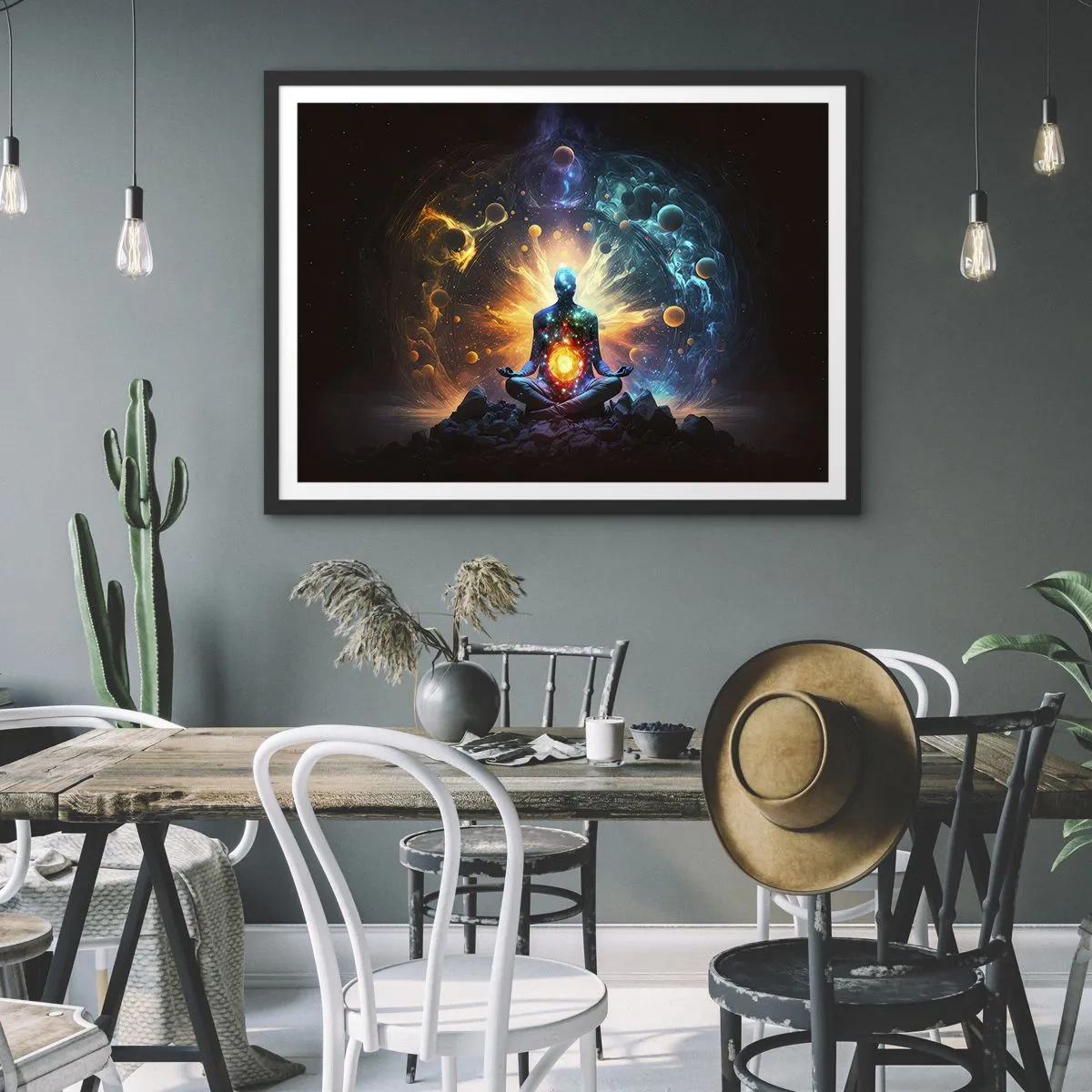 Póster en marco negro - Tranquilidad cósmica - 70x50 cm