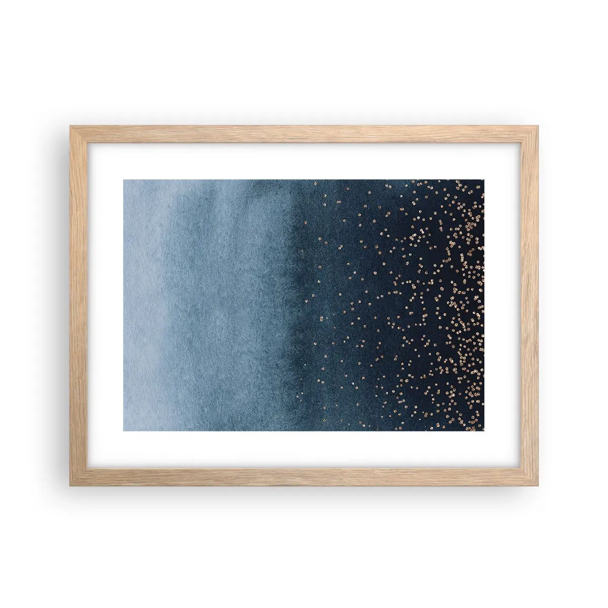Póster en marco roble claro - Composición - fases azules - 40x30 cm