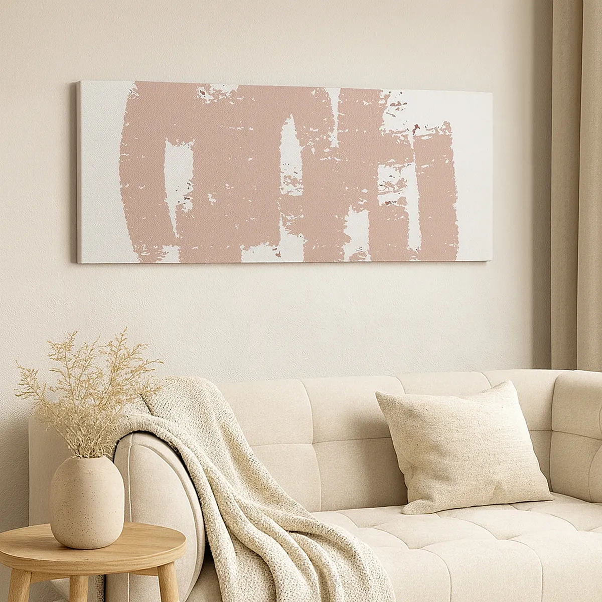 Cuadro sobre lienzo - Impresión de Imagen - Abstracción en rosa suave - 30x30 cm