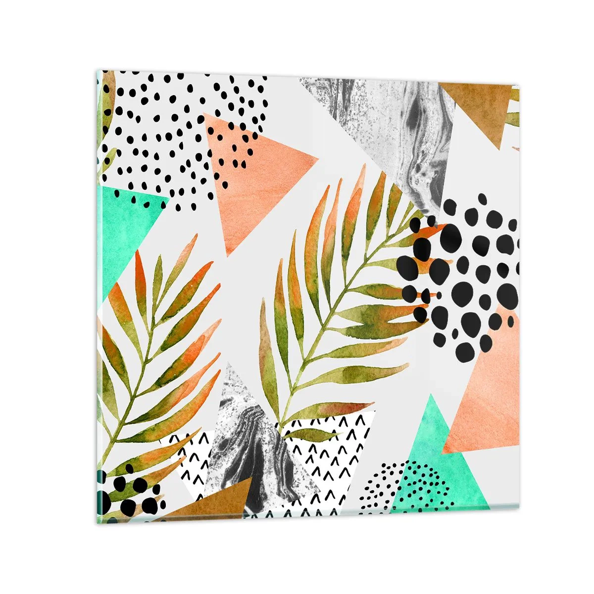 Cuadro sobre vidrio - Impresiones sobre Vidrio - Decoración con hojas de palmera - 30x30 cm