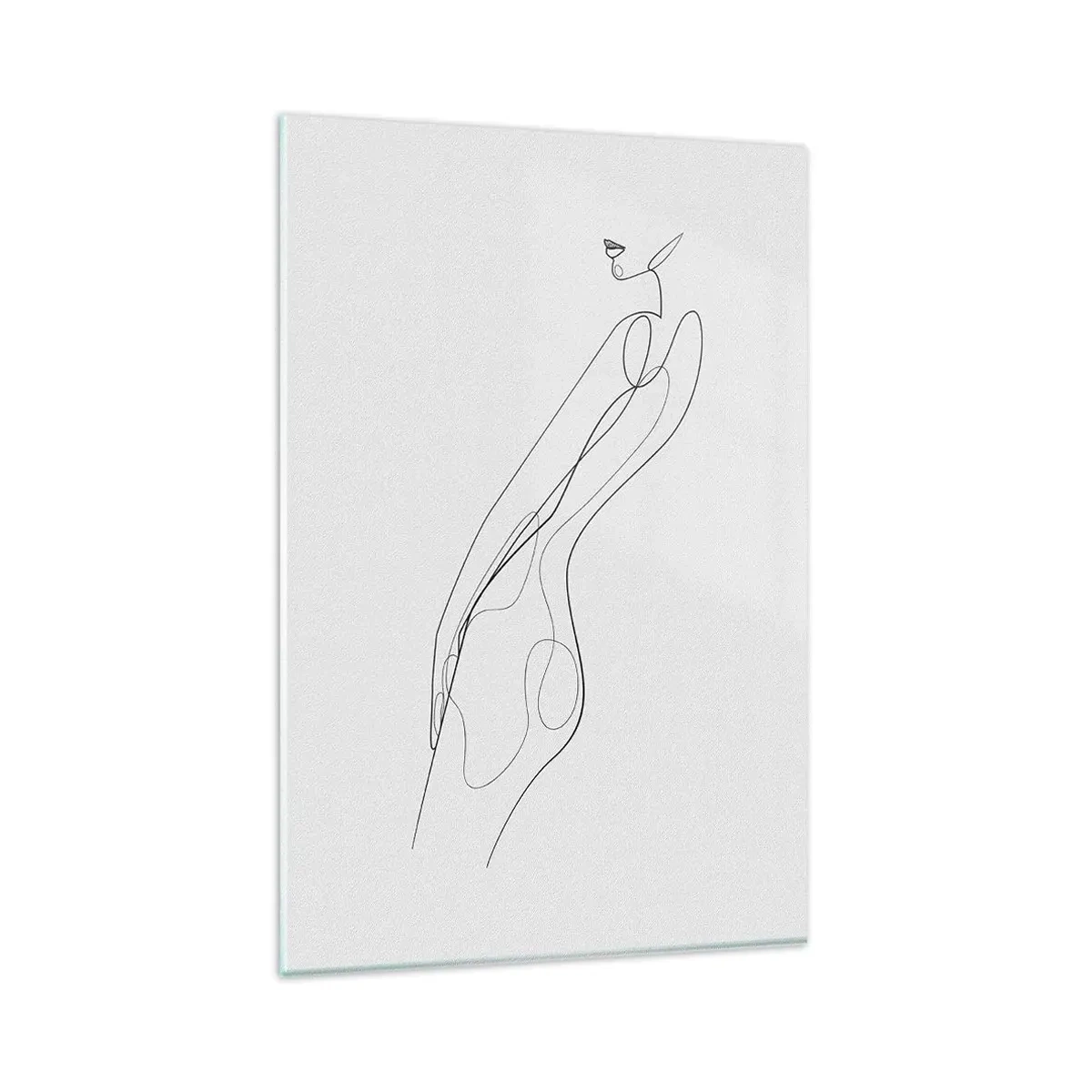 Cuadro sobre vidrio - Impresiones sobre Vidrio - Una línea minimalista que muestra una silueta sobre un fondo claro. - 80x120cm - Apenas una promesa - Decoración de pared moderna para salón y dormitorio ARTTOR