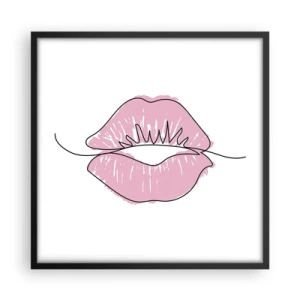 Póster en marco negro - ¿Listo para un beso? - 50x50 cm